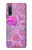 W3710 Pink Love Heart Funda Carcasa Case y Caso Del Tirón Funda para Sony Xperia 10 IV