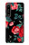 W3112 Rose Floral Pattern Black Funda Carcasa Case y Caso Del Tirón Funda para Sony Xperia 1 IV