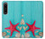 W3428 Aqua Wood Starfish Shell Funda Carcasa Case y Caso Del Tirón Funda para Sony Xperia 1 IV