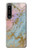 W3717 Rose Gold Blue Pastel Marble Graphic Printed Funda Carcasa Case y Caso Del Tirón Funda para Sony Xperia 1 IV