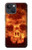 W3881 Fire Skull Funda Carcasa Case y Caso Del Tirón Funda para iPhone 13 mini