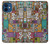 W3879 Retro Music Doodle Funda Carcasa Case y Caso Del Tirón Funda para iPhone 12 mini