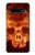 W3881 Fire Skull Funda Carcasa Case y Caso Del Tirón Funda para Samsung Galaxy S10