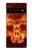 W3881 Fire Skull Funda Carcasa Case y Caso Del Tirón Funda para Google Pixel 6 Pro