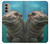 W3871 Cute Baby Hippo Hippopotamus Funda Carcasa Case y Caso Del Tirón Funda para Motorola Moto G51 5G