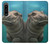 W3871 Cute Baby Hippo Hippopotamus Funda Carcasa Case y Caso Del Tirón Funda para Sony Xperia 1 IV