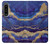 W3906 Navy Blue Purple Marble Funda Carcasa Case y Caso Del Tirón Funda para Sony Xperia 1 IV