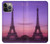 W3447 Eiffel Paris Sunset Funda Carcasa Case y Caso Del Tirón Funda para iPhone 14 Pro