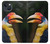 W3876 Colorful Hornbill Funda Carcasa Case y Caso Del Tirón Funda para iPhone 14 Plus