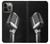 W1672 Retro Microphone Jazz Music Funda Carcasa Case y Caso Del Tirón Funda para iPhone 14 Pro Max