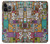 W3879 Retro Music Doodle Funda Carcasa Case y Caso Del Tirón Funda para iPhone 14 Pro Max