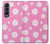 W3500 Pink Floral Pattern Funda Carcasa Case y Caso Del Tirón Funda para Samsung Galaxy Z Fold 4