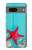 W3428 Aqua Wood Starfish Shell Funda Carcasa Case y Caso Del Tirón Funda para Google Pixel 7