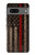 W3804 Fire Fighter Metal Red Line Flag Graphic Funda Carcasa Case y Caso Del Tirón Funda para Google Pixel 7