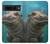 W3871 Cute Baby Hippo Hippopotamus Funda Carcasa Case y Caso Del Tirón Funda para Google Pixel 7 Pro