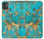 W2906 Aqua Turquoise Stone Funda Carcasa Case y Caso Del Tirón Funda para Motorola Moto G32