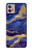 W3906 Navy Blue Purple Marble Funda Carcasa Case y Caso Del Tirón Funda para Motorola Moto G32