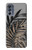 W3692 Gray Black Palm Leaves Funda Carcasa Case y Caso Del Tirón Funda para Motorola Moto G62 5G