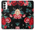 W3112 Rose Floral Pattern Black Funda Carcasa Case y Caso Del Tirón Funda para Samsung Galaxy S23