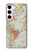 W3418 Vintage World Map Funda Carcasa Case y Caso Del Tirón Funda para Samsung Galaxy S23