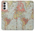 W3418 Vintage World Map Funda Carcasa Case y Caso Del Tirón Funda para Samsung Galaxy S23