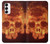 W3881 Fire Skull Funda Carcasa Case y Caso Del Tirón Funda para Samsung Galaxy S23