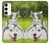 W3795 Kitten Cat Playful Siberian Husky Dog Paint Funda Carcasa Case y Caso Del Tirón Funda para Samsung Galaxy S23 Plus