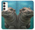 W3871 Cute Baby Hippo Hippopotamus Funda Carcasa Case y Caso Del Tirón Funda para Samsung Galaxy S23 Plus