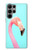 W3708 Pink Flamingo Funda Carcasa Case y Caso Del Tirón Funda para Samsung Galaxy S23 Ultra