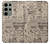 W3819 Retro Vintage Paper Funda Carcasa Case y Caso Del Tirón Funda para Samsung Galaxy S23 Ultra