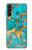 W2906 Aqua Turquoise Stone Funda Carcasa Case y Caso Del Tirón Funda para Samsung Galaxy A14 5G