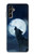 W3693 Grim White Wolf Full Moon Funda Carcasa Case y Caso Del Tirón Funda para Samsung Galaxy A14 5G