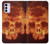 W3881 Fire Skull Funda Carcasa Case y Caso Del Tirón Funda para Motorola Moto G42