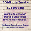 Private Crystal Shopping Session graphic, 75 dollars per 30 min session