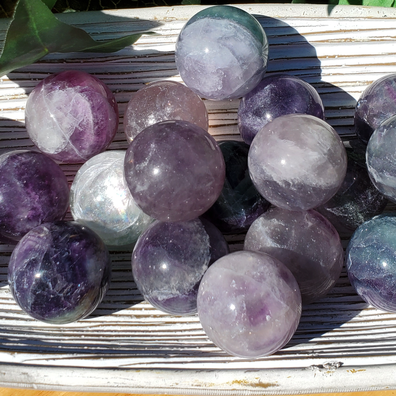 20mm Mixed Color Fluorite Beads, Sphere, No Hole