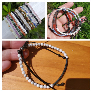 Gemstone bracelet and Anklet with metal bar