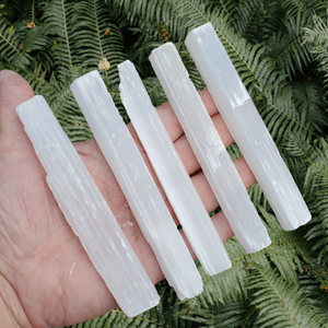 Selenite Rods, package of 5 Sticks, 5" long