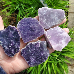 Rough Chunk Lepidolite, Polished Front
