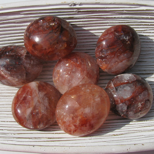 Red Hematoid Pebbles, Fire Quartz Pebbles, Harlequin Quartz Pebbles