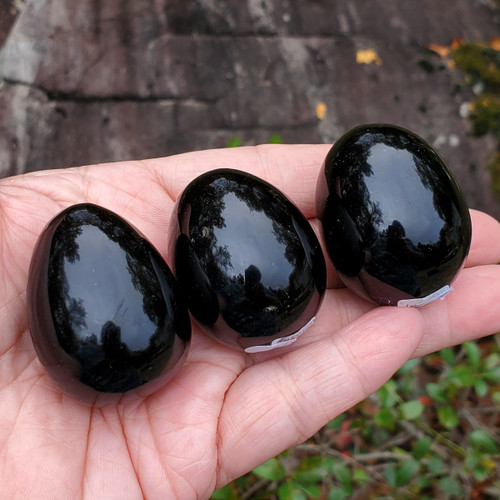 Black Obsidian Eggs, 3 pieces