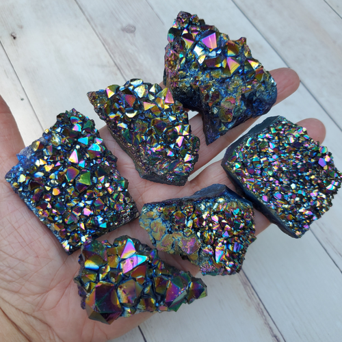 Small Titanium Aura Rainbow Amethyst Clusters