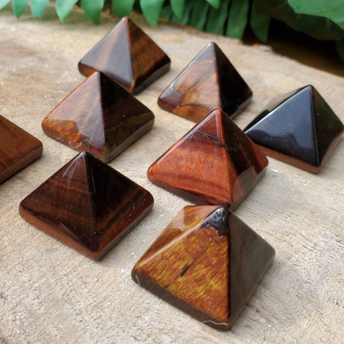 Red Tigers Eye 1" pyramids, 7 pieces