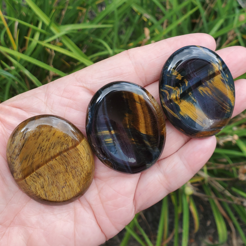 Blue Tigers Eye Worry Stones, 3 pieces