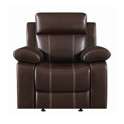 Coaster Myleene Collection Glider Recliner in Chestnut
