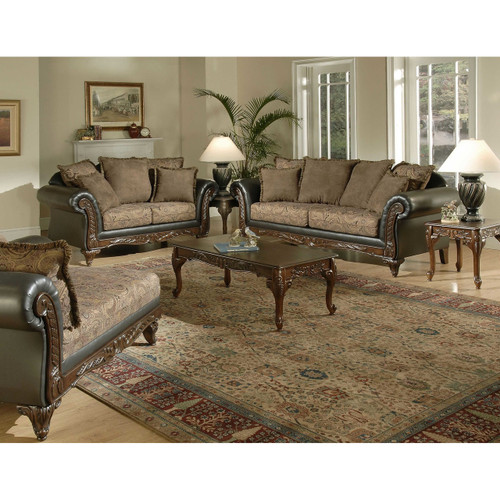 Serta Upholstery San Marino Chocolate Chaise with Sienna Chocolate Pillows