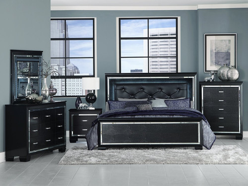 Homelegance Allura Collection 4 Piece Bedroom Set in Black Homelegance Allura Collection 4 Piece Bedroom Set in Black