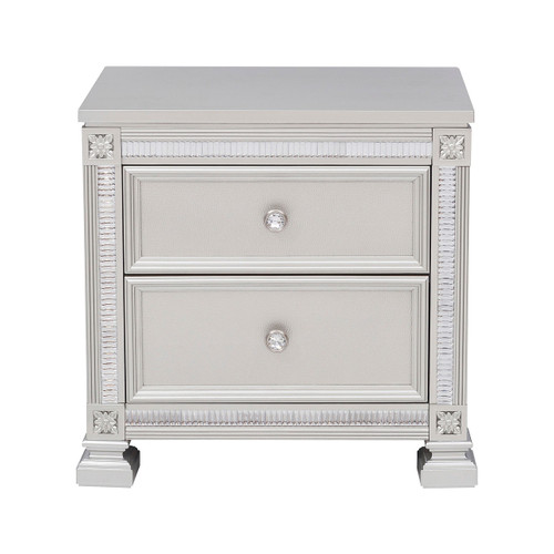 Homelegance Bevelle Collection Nightstand in Silver