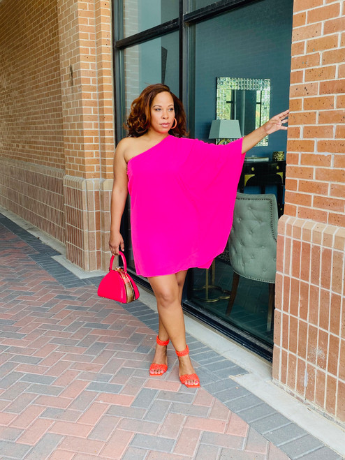 Pink Cold Shoulder Dress