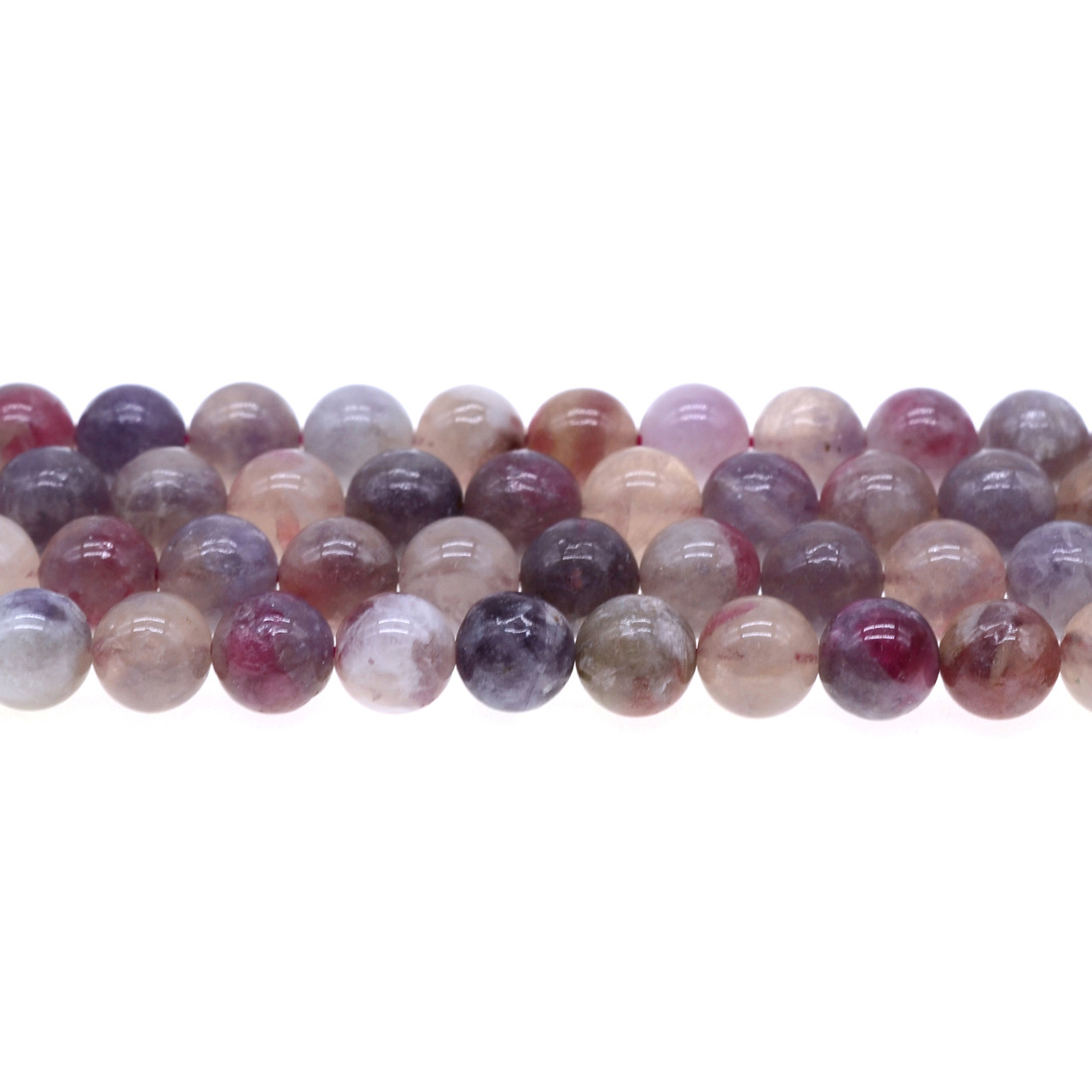 Lepidolite in Pink Tourmaline Round 10mm Loose Beads