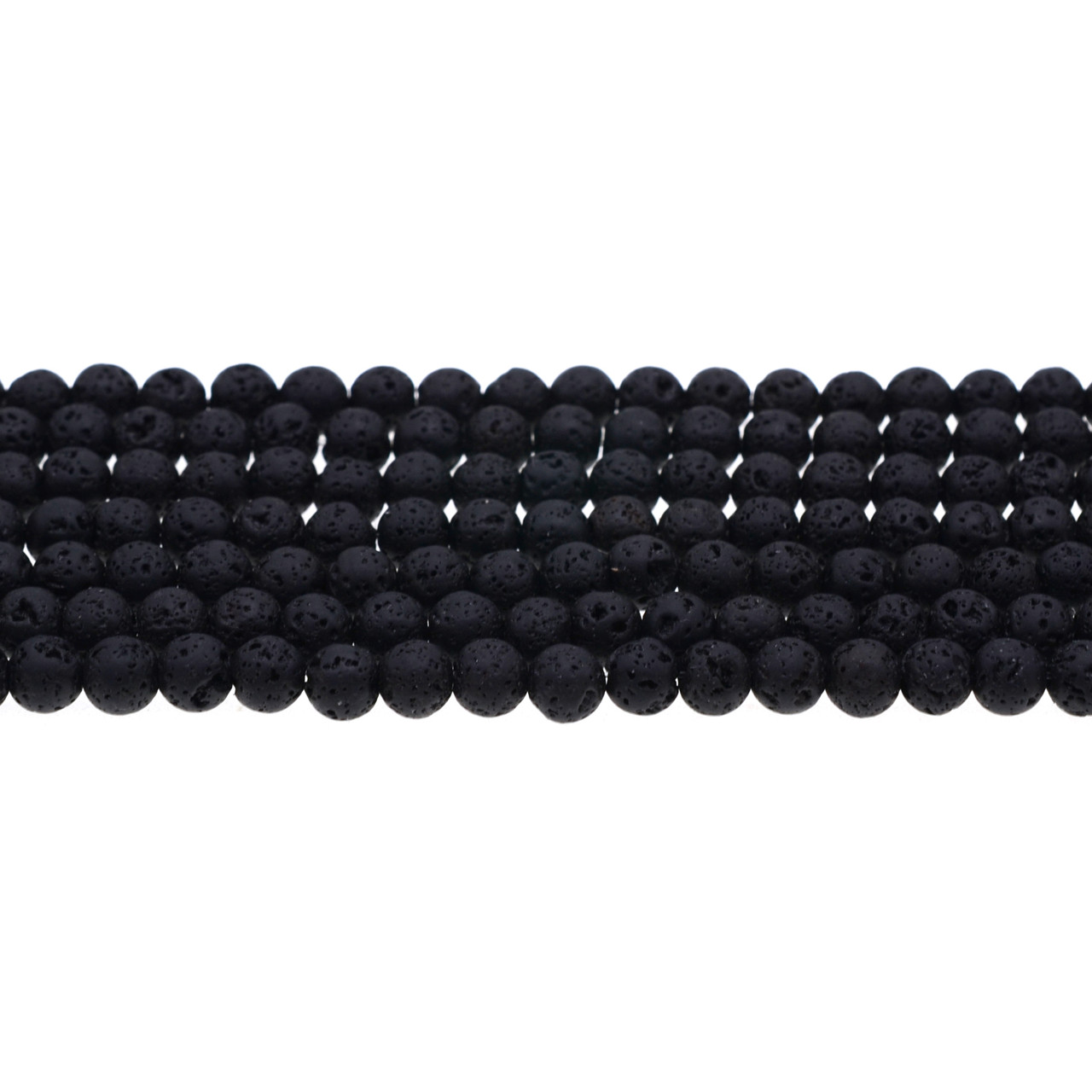 Lava 6 mm Black Natural Gemstone Beads - AmberGemstones